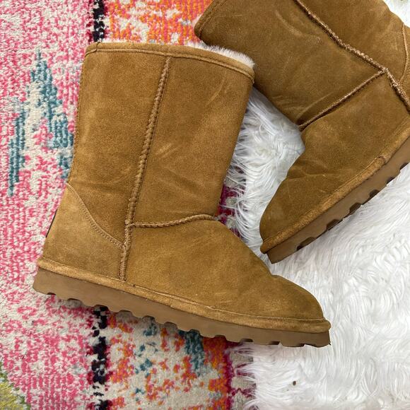 BearPaw Brown Tan Suede Short Wide Hickory Boot 10 Winter - Picture 5 of 9